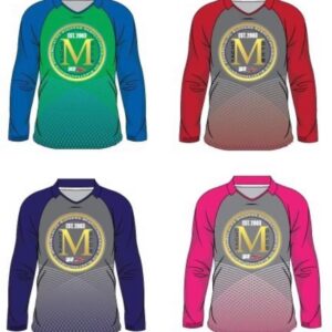 A collage picture of colorful t-shirts with MOB logo