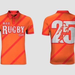 Orange colored MOB Rugby Club t-shirt
