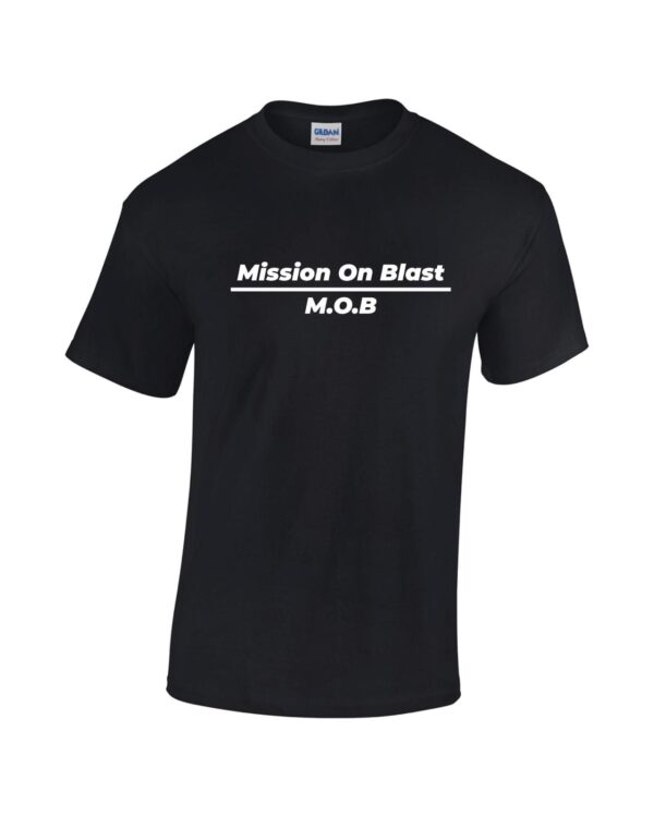 A black colored t-shirt with MOB Logo