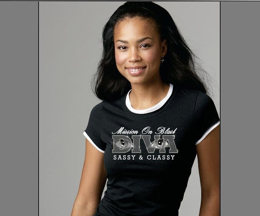A woman in MOB Diva sassy and classy t-shirt
