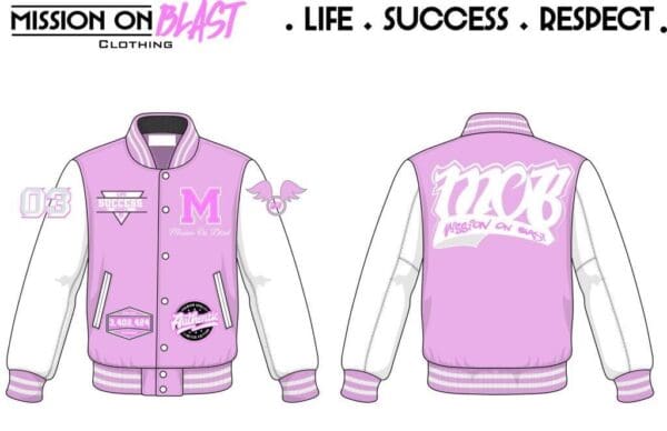 Mission on Blast Ladies Limited Edition Varsity Jacket with Leather Sleeve - Image 2